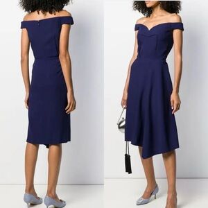 Alexander McQueen Navy Corseted Bodice Asymmetrical Draped Dress